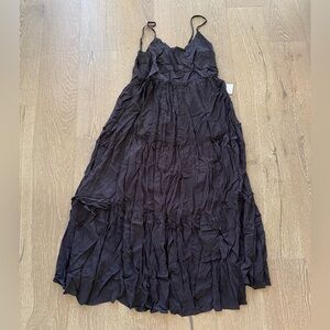 Wild Moss spaghetti strap black maxi dress